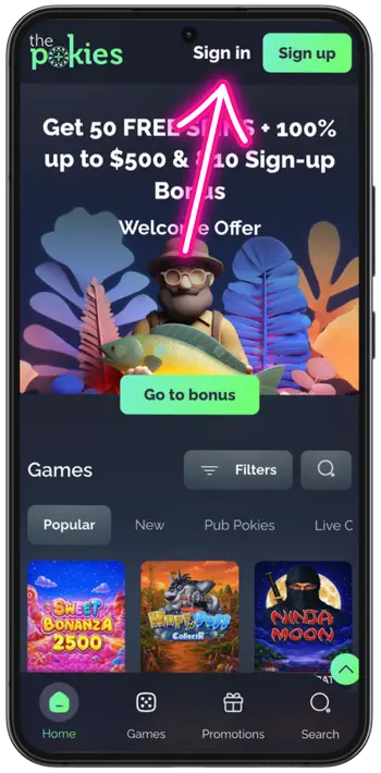 ThePokies 115 login button